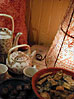 Teaset and henna lamp
